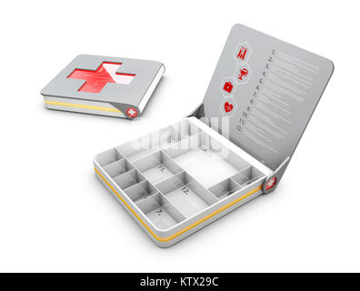 3d Illustration of Open First aid kit box with instruction Stock Photo ...