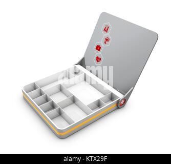 3d Illustration of Open First aid kit box isolated on white background. Stock Photo