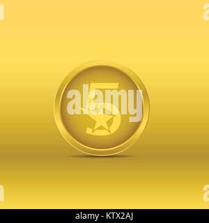 Golden five stars icon Stock Vector
