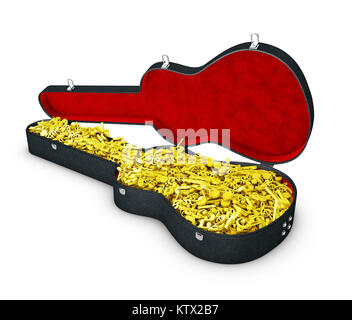 3d Illustration of guitar case with notes Stock Photo