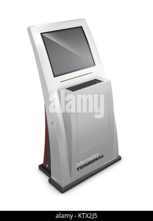 3d Illustration of Realistic Interactive Information Kiosk Terminal. Stock Photo