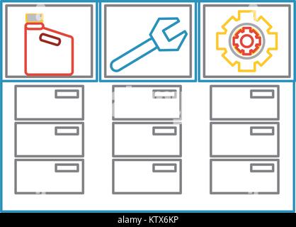 chest of drawers of mechanic tools Stock Vector