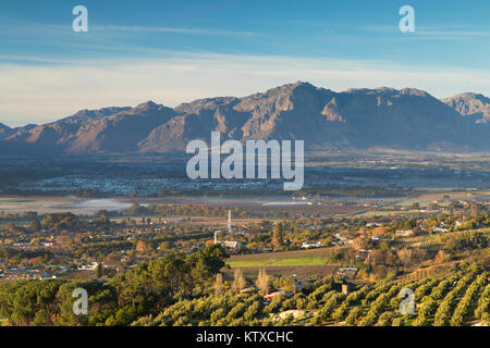 Paarl Valley at sunrise, Paarl, Western Cape, South Africa, Africa Stock Photo