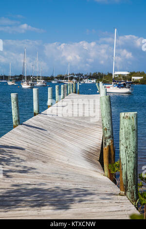 Jetty, New Plymouth, Green Turtle Cay, Abaco Islands, Bahamas, West Indies, Central America Stock Photo