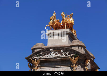 Quadriga de l'Auroa, La Cascada, architect Josep Fontsere, Parc de la Ciutadella, Barcelona, Catalonia, Spain, Europe Stock Photo