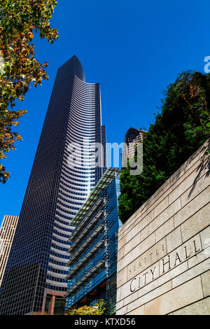 Seattle City Hall, Columbia Center Building and ATT Gateway Tower, Seattle, Washington State, United States of America, North America Stock Photo