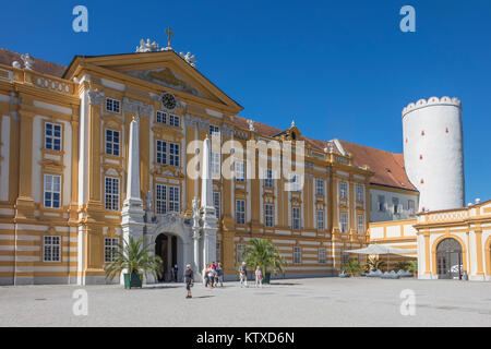 Entrance to Abbey, Melk, UNESCO World Heritage Site, Lower Austria, Austria, Europe Stock Photo