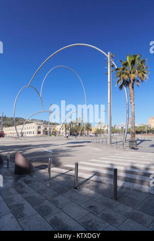 Onades (Waves) sculpture by Andreu Alfaro, Placa del Carbo, Barcelona, Catalonia, Spain, Europe Stock Photo