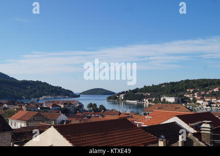 View to port of Vela Luka Stock Photo