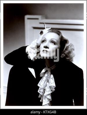 MARLENE DIETRICH Vintage Hollywood film studio soft focus romantic portrait of Marlene Dietrich, smoking a cigarette,  in the 1930's (27 December 1901 – 6 May 1992) Stock Photo