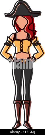 Beautiful woman pirate cartoon Stock Vector