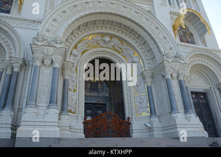 Kronstadt, Russia - July 14, 2016: Main entrance to the Naval Cathedral of St. Nicholas Stock Photo