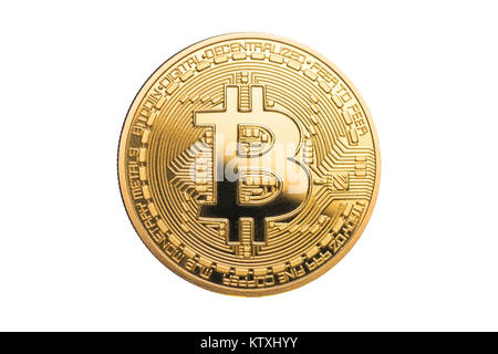 physical bitcoin isolated on white background Stock Photo