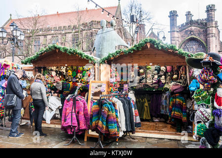 Christmas Market, Stalls, Chester, Cheshire UK chester uk christmas markets concept Stock Photo