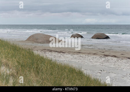 The Granites is a beach spanning 5kms within the Coorong, South Australia, named after the 2 metre high granite rock knobs that either sit on the sand Stock Photo