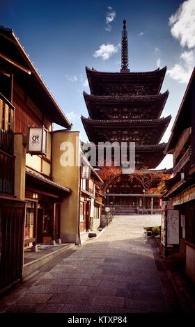 License and prints at MaximImages.com - Yasaka Pagoda of Hokanji, Hokan-ji Temple, 5-story Buddhist temple pagoda in Higashiyama, Kyoto, Japan Stock Photo