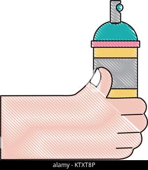 grated hand with aerosol spray paint art Stock Vector