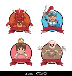 Videogames characters cartoons icons set Stock Vector