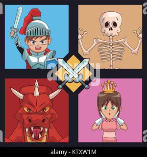 Videogames characters cartoons Stock Vector