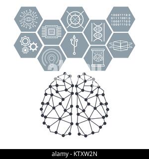 Artificial intelligence icons Stock Vector