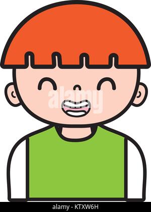 smile boy with light brown hair and t-shirt Stock Vector