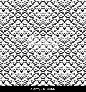 Seamless background pattern like a fish or cnake scales. Vector endless ornament of semicircles in squama style. Stock Vector