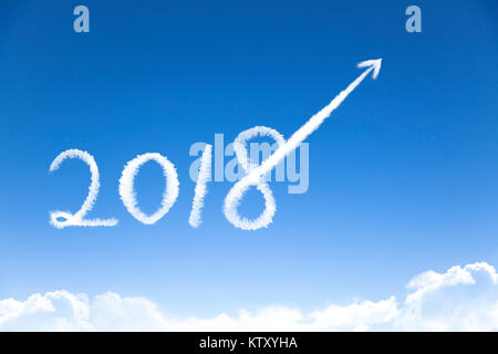 happy new year 2018 and business growth concept by cloud Stock Photo