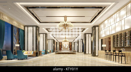 3d render of hotel lobby interior Stock Photo - Alamy