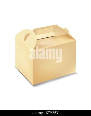 Brown color cake carrier on white background. Stock Photo