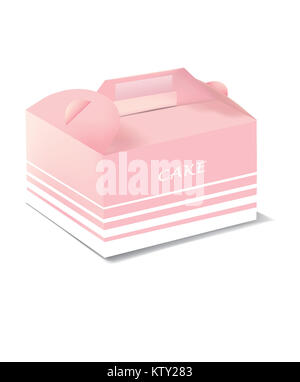 Pink color gateaux carrier with pattern on white background Stock Photo