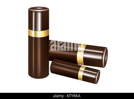 Chocolate packaging in upright cylindrical tube on white background Stock Vector