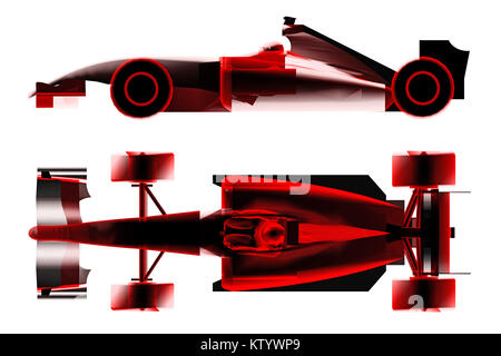 race car formula x-ray isolated on white. 3d rendering Stock Photo