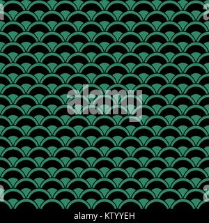 Antique seamless green background Chinese golden dragon scale Stock Vector