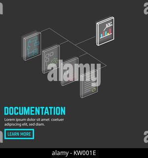 Neon document connection Stock Vector