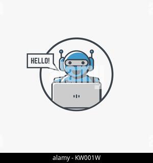 Robot with laptop Stock Vector
