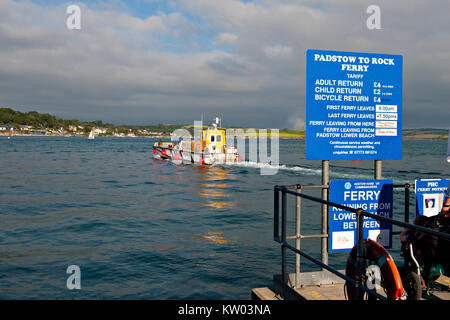 The Black Tor Ferry, also known as the Padstow to Rock Ferry which crosses the tidal River Camel in north Cornwall, United Kingdom Stock Photo