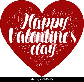Happy Valentine's day. Heart, love symbol. Typographic design, lettering vector illustration Stock Vector