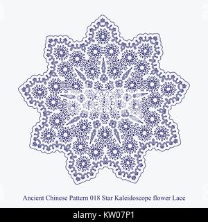 Ancient Chinese Pattern of Star Kaleidoscope flower Lace Stock Vector