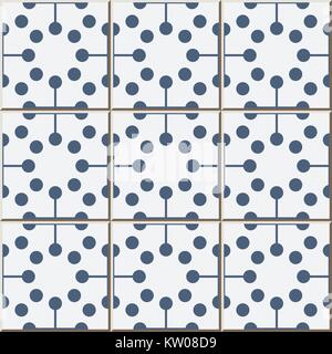 Ceramic tile pattern of round dot circle cross line. Stock Vector