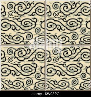 Ceramic tile pattern of oriental cloud pattern Stock Vector