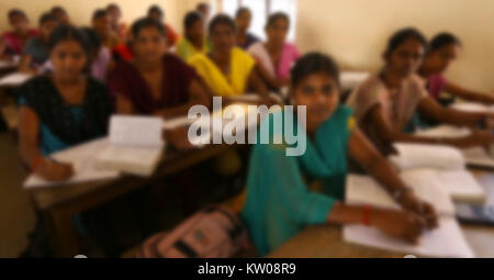 Blurry Collage of pictures showing students in classroom Stock Photo