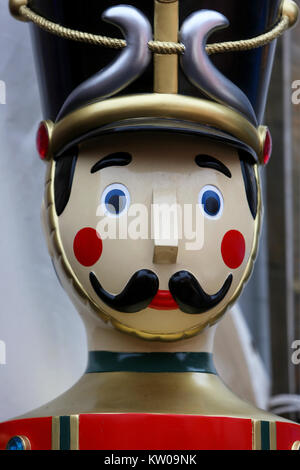 Close-up photograph of a giant Nutcracker doll pictured in West Sussex, UK. Stock Photo