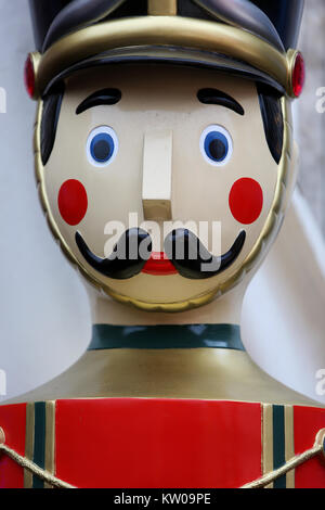 Close-up photograph of a giant Nutcracker doll pictured in West Sussex, UK. Stock Photo