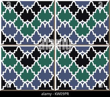 Ceramic tile pattern of Arabic curve white geometry line Stock Vector