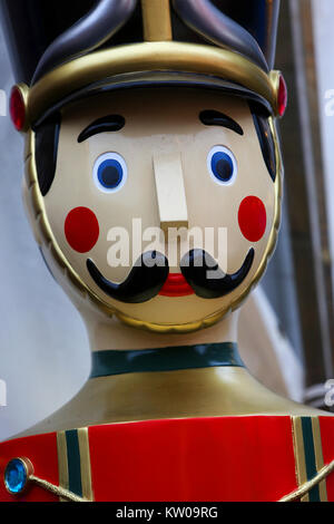 Close-up photograph of a giant Nutcracker doll pictured in West Sussex, UK. Stock Photo