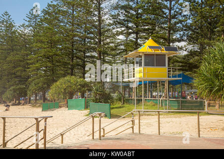 Lifeguard surf rescue tower on Burleigh heads beach,Gold Coast,Queensland Stock Photo