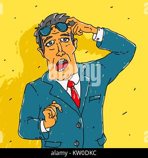 Man in a Suit Surprised Stock Vector