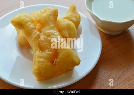 deep fried dough stick and soybean milk Stock Photo
