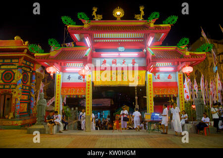 A Chinese temple in Phuket town during the vegetarian festival . Thailand Stock Photo