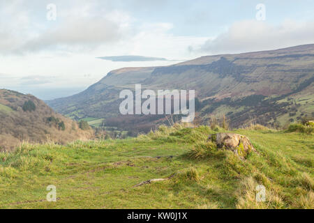 A view of Glenariff taken from the Visitor Centre in Glenariff Forest Park Nature Reserve Stock Photo